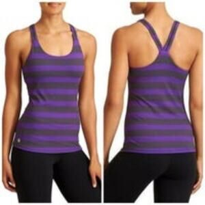Athleta Optimism Purple & Black Striped Tank Top size Small